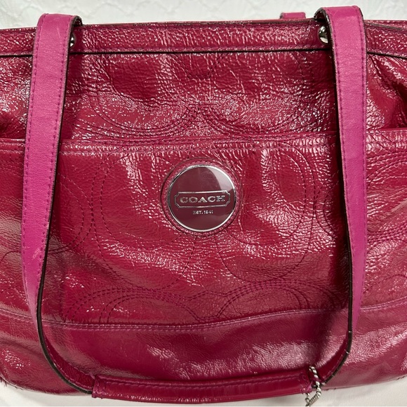 Coach Leather Stitched Oversized Pink Diaper Bag Work Weekend Travel Tote - Picture 3 of 16